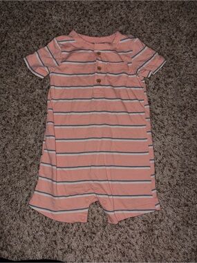 Carter's Coral Striped Baby Romper